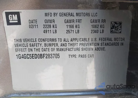 2011 Buick Lacrosse Cxl z USA, uszkodzony, nr VIN 1G4GC5ED0BF283705